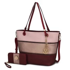 MKF Collection by Mia k. Vallie Color-Block Vegan Leather Women&rsquo;s Tote Bag with Matching Wallet &ndash; 2 pcs -Mkf Collection Shop 1adb3c1a2ee448f38f8189578995bcb8 3dc263cb 0fc1 4df0 bd0a 936c4c61597e 1080x