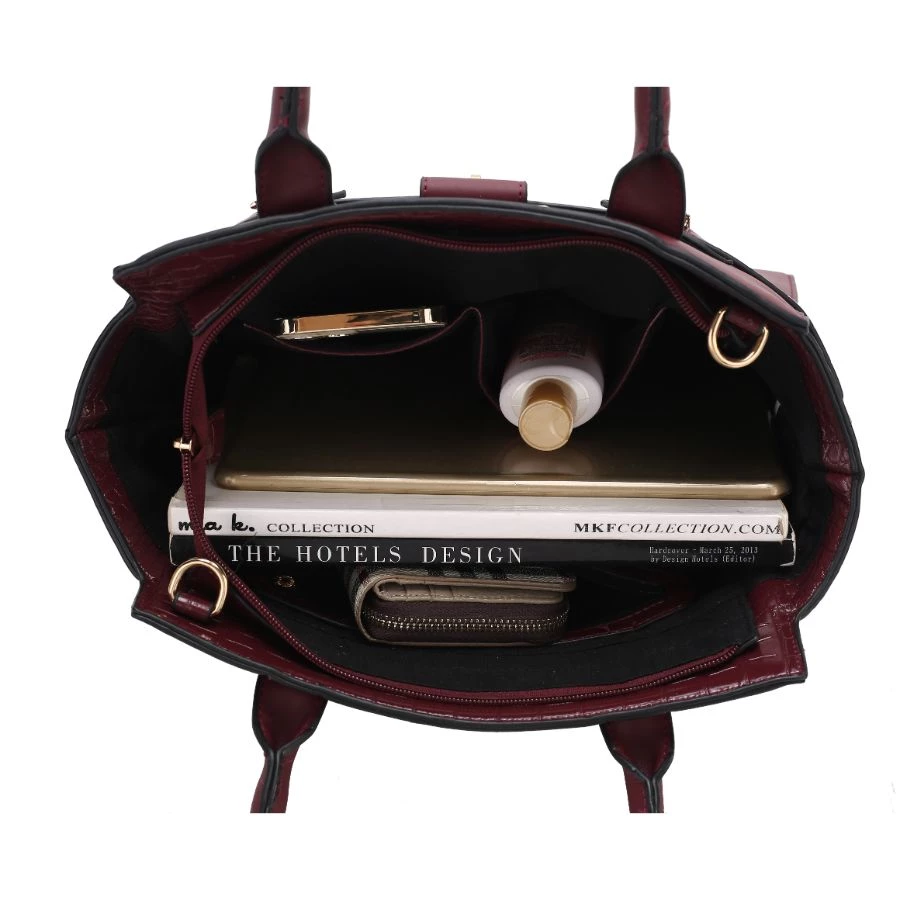 MKF Collection by Mia k. Isla Crocodile Embossed Vegan Leather Women’s Satchel Bag with wallet -2 pieces 5 MKF Collection by Mia k. Isla Crocodile Embossed Vegan Leather Women’s Satchel Bag with wallet -2 pieces - Image 5