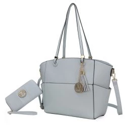 MKF Collection by Mia k. Prisha Vegan Leather Women’s Tote Bag with Wallet - 2 pieces