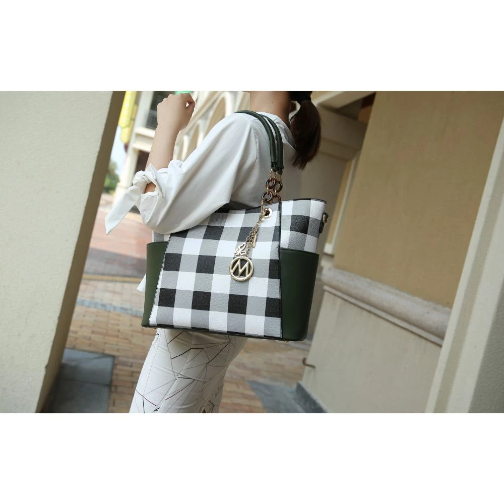 MKF Collection by Mia K Bonita Checker Tote Handbag for Women's 2 MKF Collection by Mia K Bonita Checker Tote Handbag for Women's - Image 2