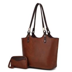 MKF Collection by Mia k. Reyna Vegan Leather Women’s Tote Bag with Pouch -2 pieces