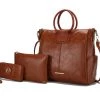 MKF Collection by Mia k. Zori Vegan Leather Women’s Tote Bag with pouch and wallet -3 pieces