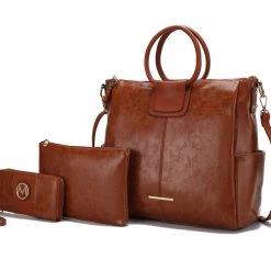 MKF Collection by Mia k. Zori Vegan Leather Women’s Tote Bag with pouch and wallet -3 pieces