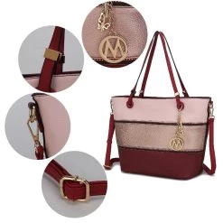 MKF Collection by Mia k. Vallie Color-Block Vegan Leather Women&rsquo;s Tote Bag with Matching Wallet &ndash; 2 pcs -Mkf Collection Shop 625a5413b1a64c54b41cacaa078e61c0 d79fd175 18a9 4614 9d41 4782621eb514 1080x