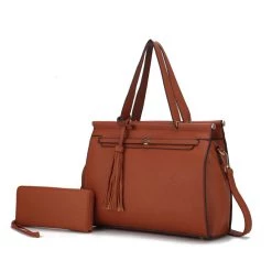 MKF Collection by Mia k. Shelby Vegan Leather Women’s Satchel Bag with wallet -2 pieces