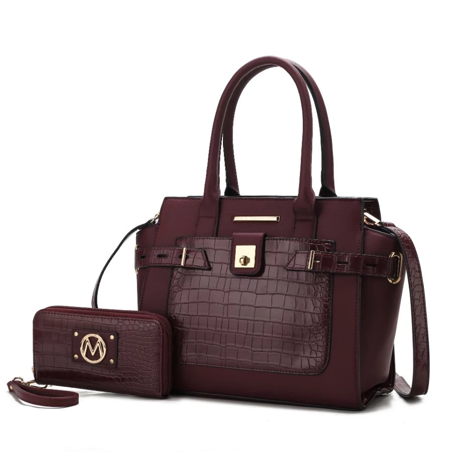 MKF Collection by Mia k. Isla Crocodile Embossed Vegan Leather Women’s Satchel Bag with wallet -2 pieces 13 MKF Collection by Mia k. Isla Crocodile Embossed Vegan Leather Women’s Satchel Bag with wallet -2 pieces - Image 13