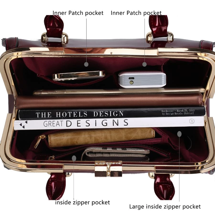 MKF Collection by Mia k. Marcele Patent Satchel Handbag for women 6 MKF Collection by Mia k. Marcele Patent Satchel Handbag for women - Image 6