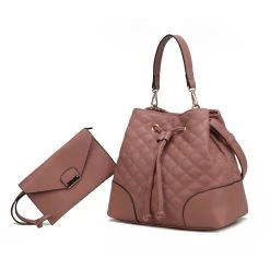 MKF Collection by Mia k. Wendy Bucket Bag with Wristlet – 2 Pieces for women