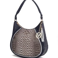 MKF Collection by Mia K Naira Vegan Crocodile Leather Woman Hobo Shoulder Handbag for women
