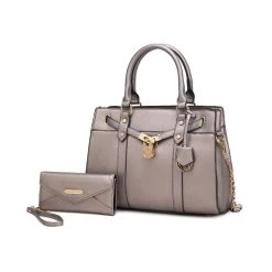 MKF Collection by Mia k. Christine Vegan Leather Women’s Satchel Bag with wallet – 2 pieces