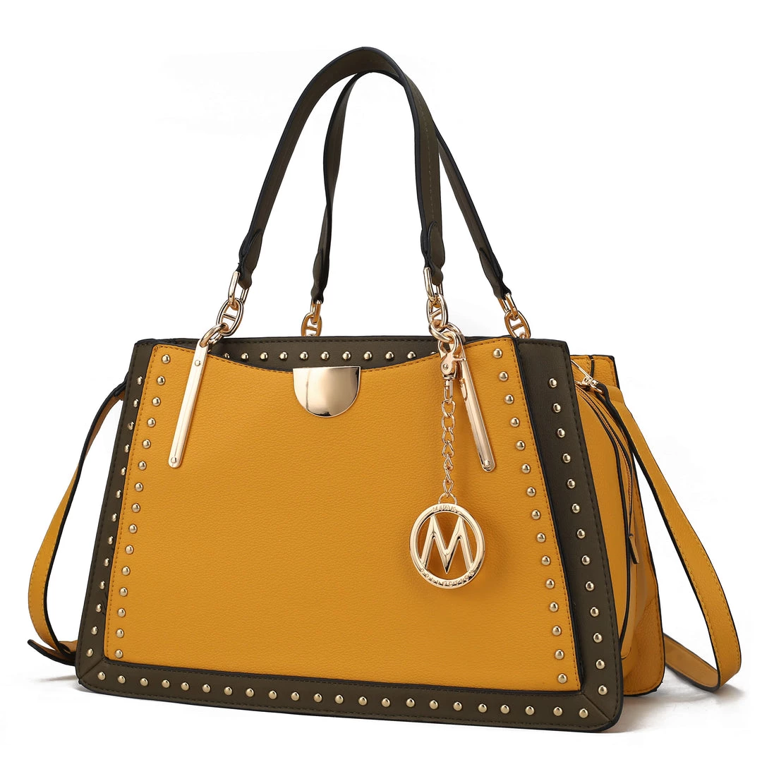 MKF Collection by Mia K Aubrey Vegan Leather Multi Compartment Satchel Handbag - Color Block for women 10 MKF Collection by Mia K Aubrey Vegan Leather Multi Compartment Satchel Handbag - Color Block for women - Image 10