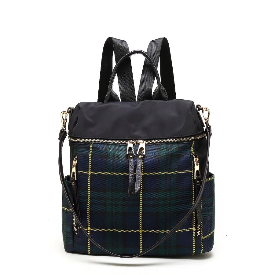 MKF Collection by Mia k. Nishi Nylon Plaid Backpack for Women's 1 MKF Collection by Mia k. Nishi Nylon Plaid Backpack for Women's