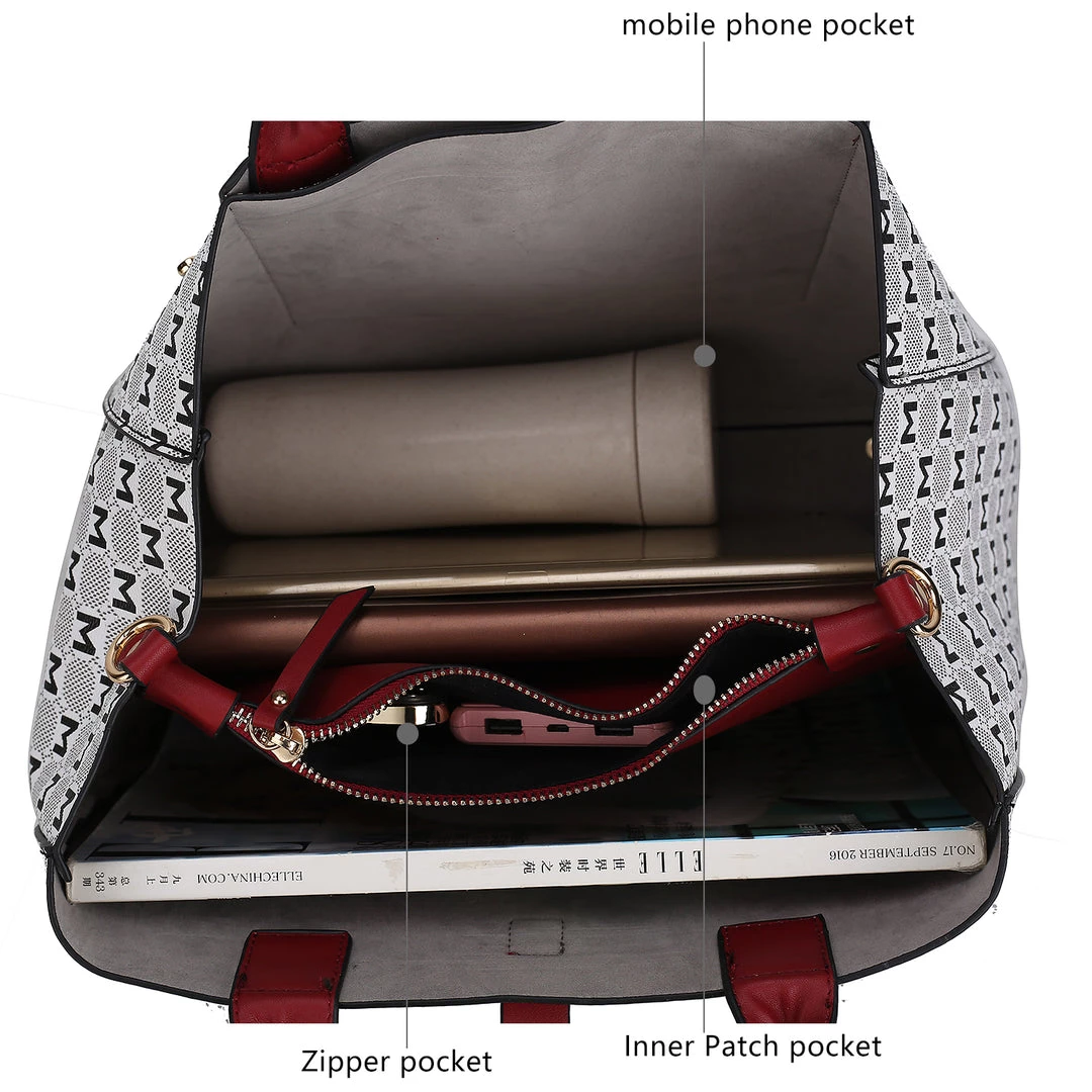 MKF Collection by Mia K Yuliana Circular M emblem Print Satchel Handbag for Women's with Wallet 5 MKF Collection by Mia K Yuliana Circular M emblem Print Satchel Handbag for Women's with Wallet - Image 5