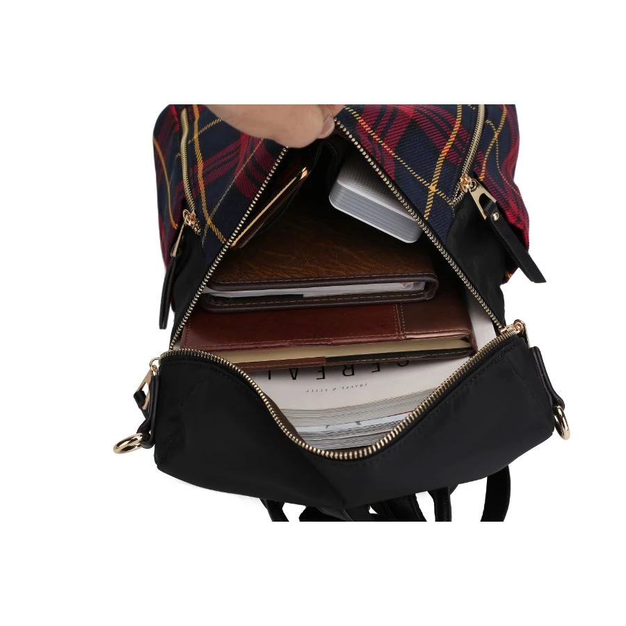 MKF Collection by Mia k. Nishi Nylon Plaid Backpack for Women's 6 MKF Collection by Mia k. Nishi Nylon Plaid Backpack for Women's - Image 6