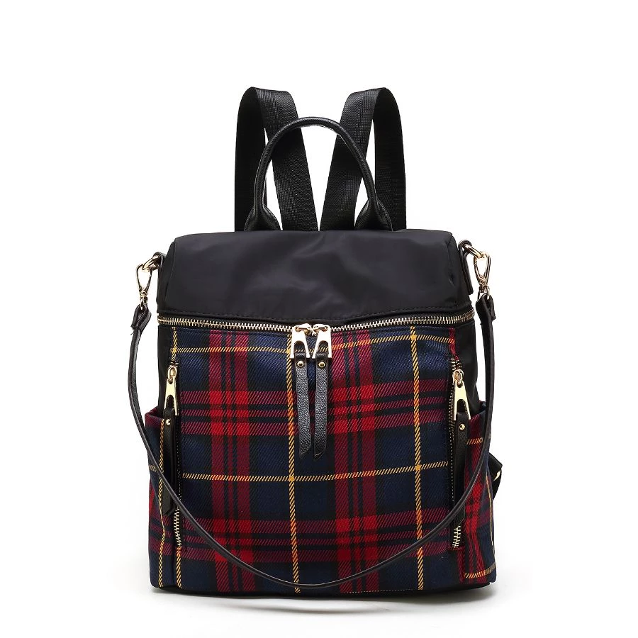 MKF Collection by Mia k. Nishi Nylon Plaid Backpack for Women's 9 MKF Collection by Mia k. Nishi Nylon Plaid Backpack for Women's - Image 9