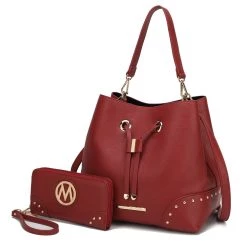 MKF Collection by Mia k. Callie Solid Bucket Bag with matching Wallet for women