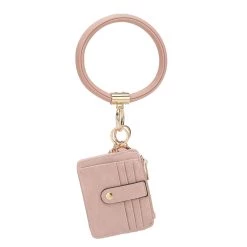 MKF Collection by Mia k. Jordyn Vegan Leather Bracelet Keychain with a Credit Card Holder for women