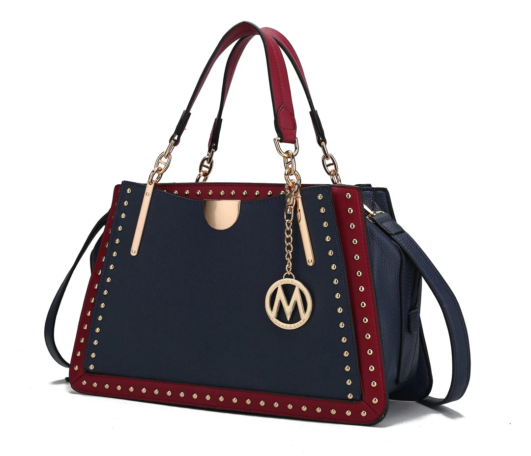 MKF Collection by Mia K Aubrey Vegan Leather Multi Compartment Satchel Handbag - Color Block for women 7 MKF Collection by Mia K Aubrey Vegan Leather Multi Compartment Satchel Handbag - Color Block for women - Image 7